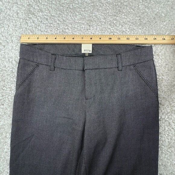 Ecru Herringbone Presidio Cuff Ankle Trouser Pant Black Gray Print - Picture 6 of 9